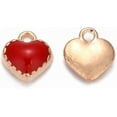 thumbnail image 2 of 20 colgantes de corazón de aleación esmaltada, colgante de corazón rojo, decoración de colgante dorado claro, 2 of 2