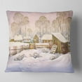 thumbnail image 2 of Designart Old Winter Village - Landscape Watercolor Throw Pillow - 18x18, 2 of 5