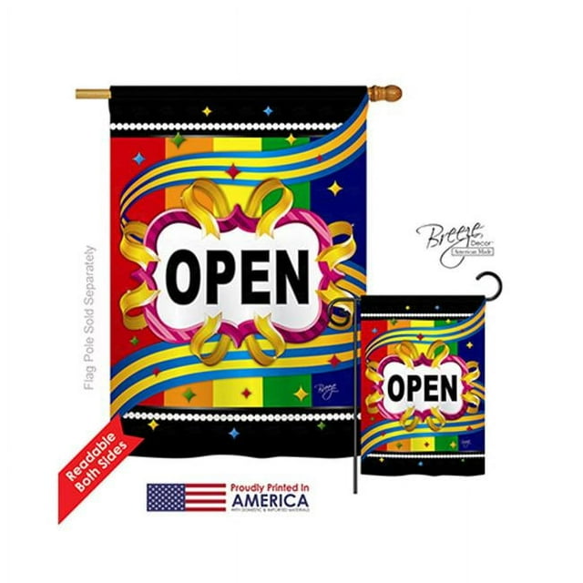 Breeze Decor 20005 Merchant Open 2-Sided Vertical Impression House Flag - 28 x 40 in.