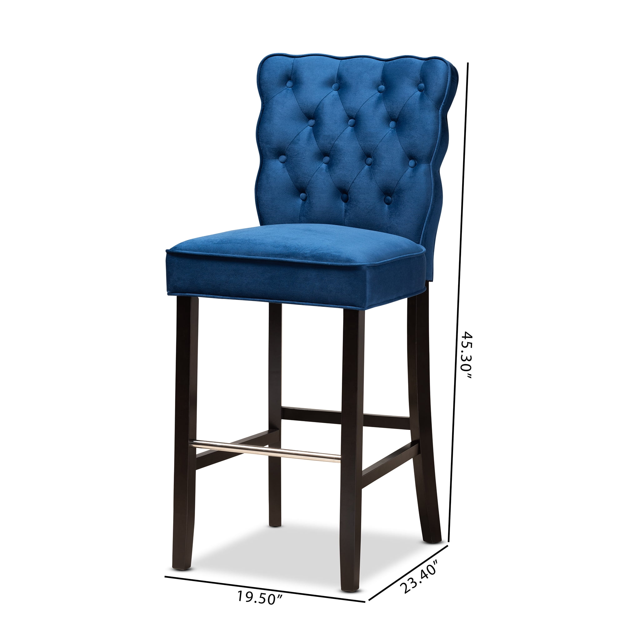 Baxton Studio Daphne Bar Stool, Navy Blue, Set of 2
