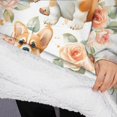 thumbnail image 3 of Oversized Wearable Blanket Hoodie,Corgi Dog and Flower Florals Sherpa Blanket Hoodie with Super Pockets,Super Warm Fuzzy Pullover for Women & Men, 3 of 6