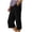 *128-Black, variant on Womens Solid Color Cotton Blend Capri Pants Elastic Waist Split Hem Pants with Button Detail and Pockets