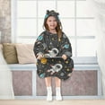thumbnail image 7 of Dailycode Wearable Blanket Hoodie Oversized Sherpa Flannel Blankets with Pocket for 3-14 Year Old Cartoon Astronauts Stars Asteroids, 7 of 7