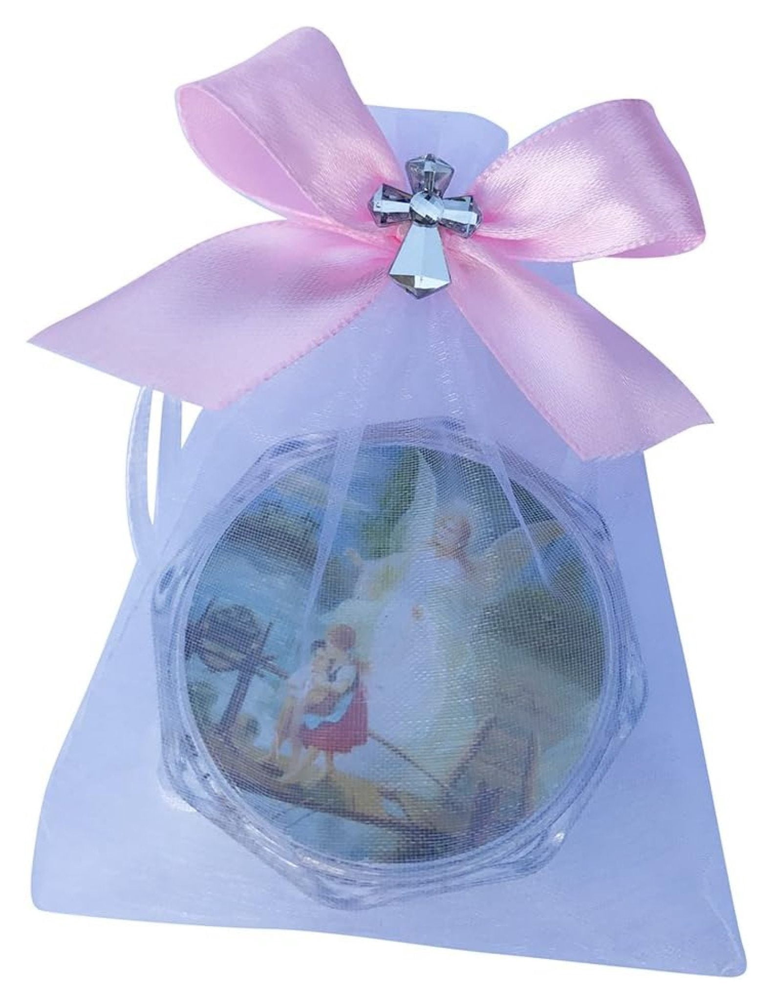 First Communon Baptism Pink Scented Rosary Favor - 12 Angel Rosaries with individual Gift Box and Decorated Pouches