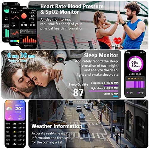 Reloj Inteligente, Reloj Fitness con Monitor de Presión Arterial de Ri