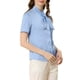 thumbnail image 4 of BLUSA DE SATÉN ELEGANTE CON NUDO PARA MUJERES CHIC, CAMISA DE OFICINA DE MANGA CORTA Y BOTONES, TALLA XS, AZUL, 4 of 7