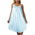 thumbnail image 5 of FAIWAD Womens Satin Nightgowns Sleeveless Lace Embroidery Summer Nightshirts Soft Sleep Tank Dress Casual Comfy Home Pajamas, 5 of 8