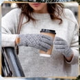 thumbnail image 3 of Bocaoying 3 Pairs Winter Gloves for Women, Touch Screen Elastic Thermal Knit Lining Warm Gloves for Cold Weather, 3D Pattern Windproof Cuff Thicken Gloves, 3 of 7