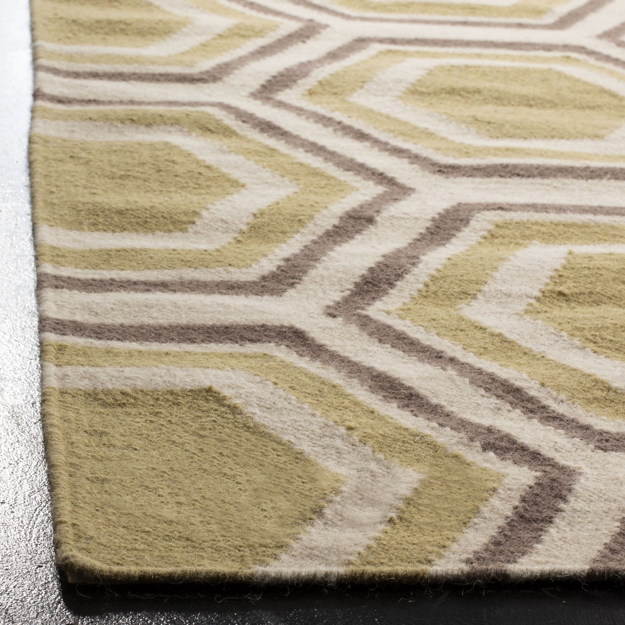 Safavieh Dhurries Weldon Geometric Wool Area Rug, Ivory/Yellow, 6' x 6' Square