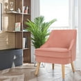 thumbnail image 5 of Costway Accent Chair Velvet Upholstered Single Sofa with Rubber Wood Legs Pink, 5 of 12