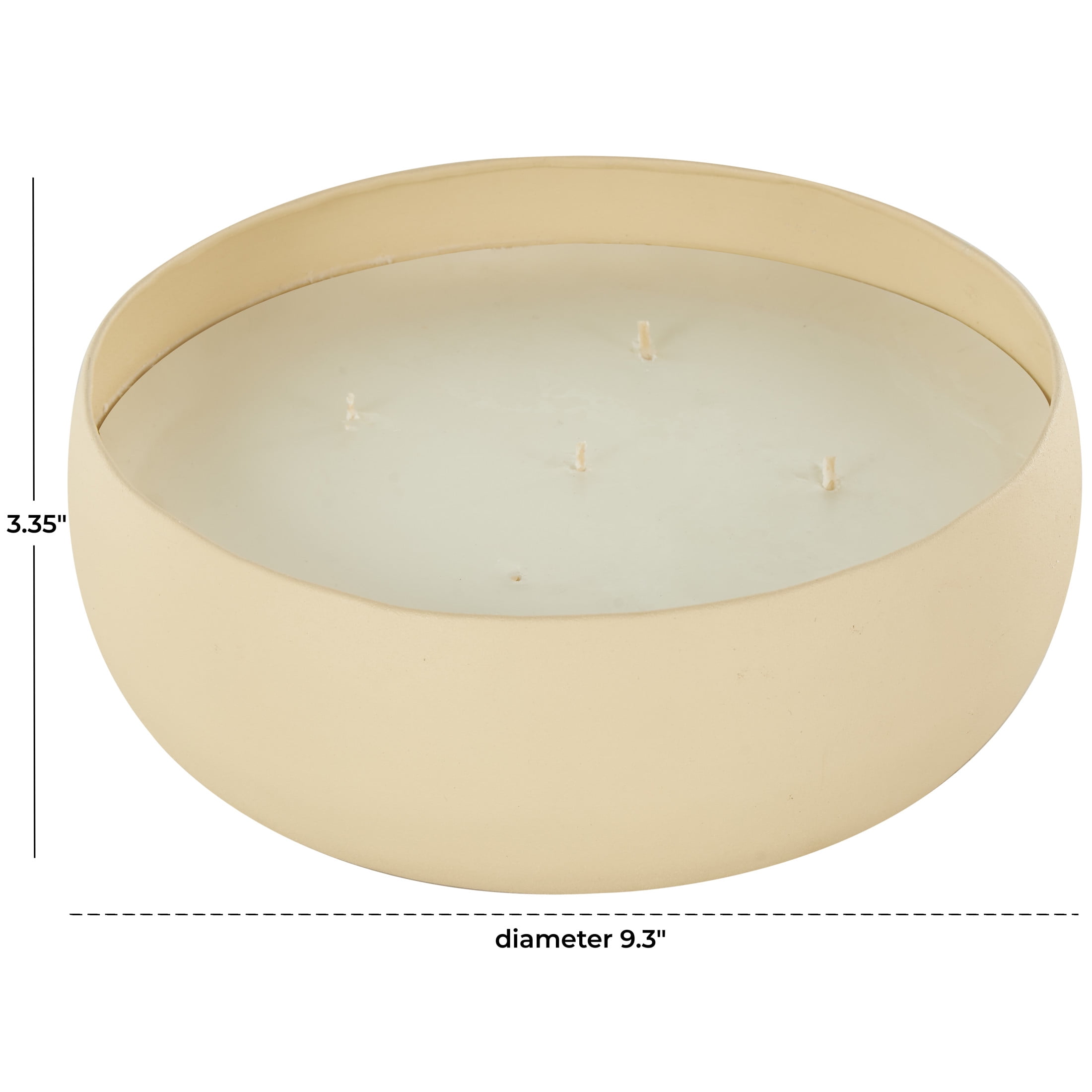 DecMode Beige Metal Eucalyptus Spa Scented Textured 63oz 5 Wick Candle with White Wax