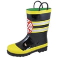thumbnail image 1 of Bota de lluvia de goma impermeable negra Fireman para niños con rayas reflectantes - Talla EE. UU.: 11 Smoky Mountain Boots 2772C-11R, 1 of 1