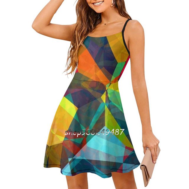 Robe Élégante Douce à Motifs de Rayures Aquarelle Multicolores pour Femmes, Robe Coréenne Kawaii à Col Carré, Motif Mosaïque