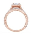 thumbnail image 3 of AFFY Princess & Round Cubic Zirconia Halo Bridal Ring Set Ring for Women 14K Rose Gold over Silver-5.5, 3 of 7