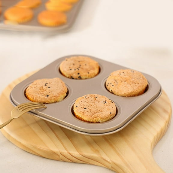 Baking Tray Set for Cupcake and Cake Pans 4-Cup Pan with Nonstick Coating Easy Aluminum Construction for Home Kitchen Bakeware