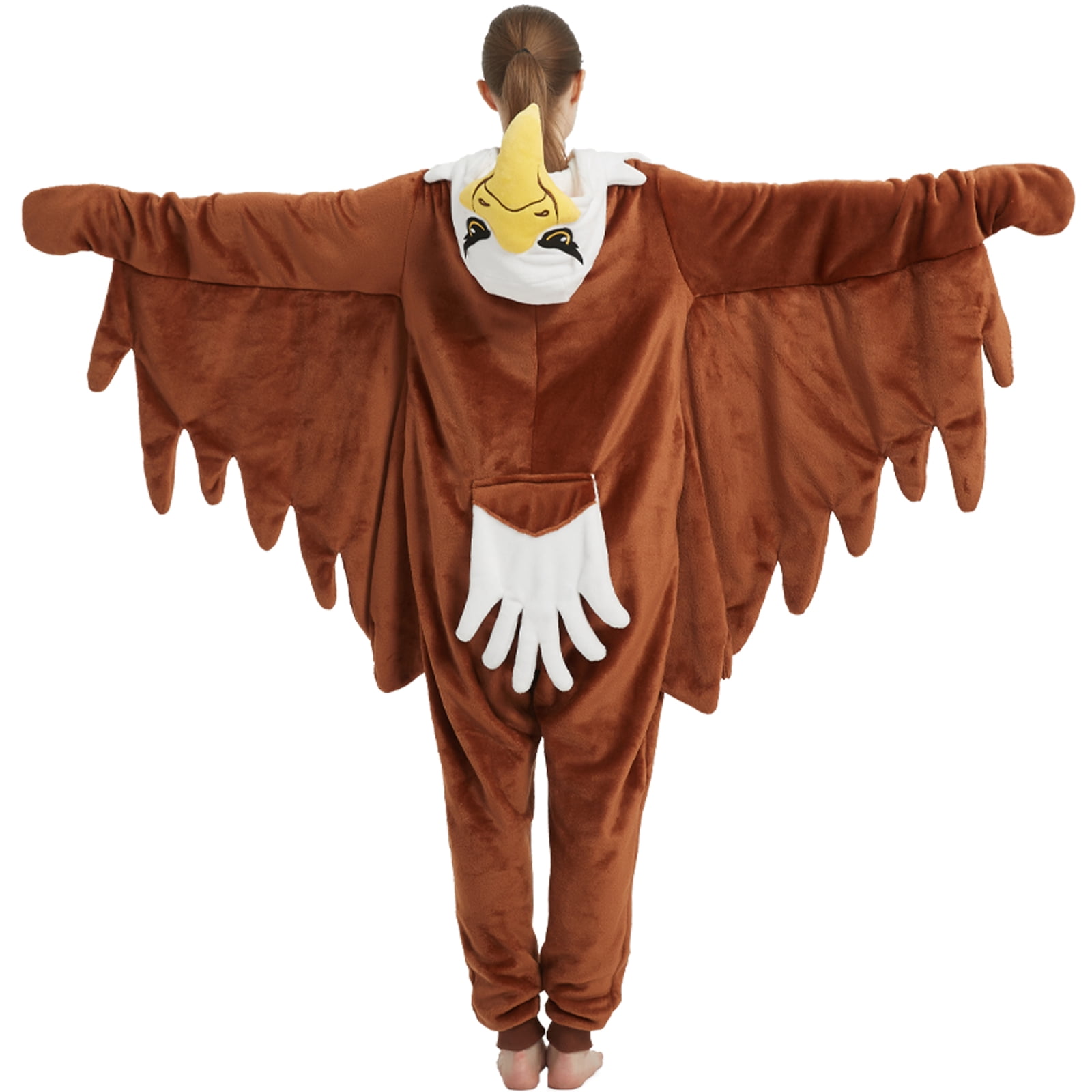 SWEETXIN Adult Halloween One-Piece Pajamas Bald Eagle Cosplay Costume Suit for Women and Men SizeXL