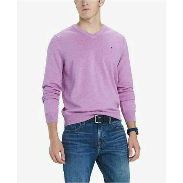 pik gevoeligheid gevechten Tommy Hilfiger Mens Signature Regular-Fit Solid V-Neck Sweater Violet Sm,  or Med (S) - Walmart.com