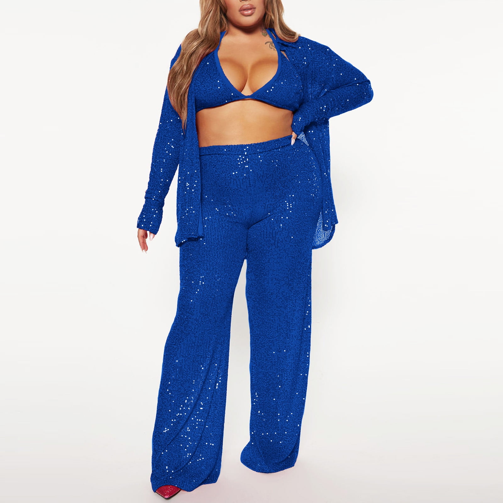 Blue sequin pantsuit sales