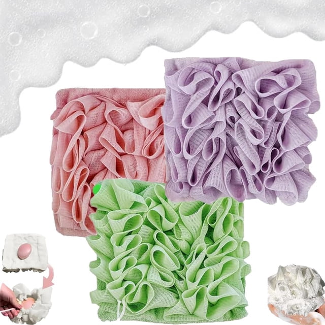Loufee, Loufee Loofah Washcloth, The Leeffa Soft Loofah and Washcloth, 2 en 1 paño de ducha para exfoliar, Luffa Back Scrubber para ducha (3PCS-D)