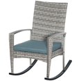 thumbnail image 1 of Outdoor PE Rattan Rocking Chair, Garden Glider Rocking Chair, Wicker Patio Chair Set with Armrest and Cushion, Grey, 1 of 7
