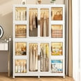 thumbnail image 4 of Montary Portable Kids Wardrobe Closet with Transparent Doors, Plastic Storage Cabinet with 12 Cubes, 2 Hanging Rods & 16 Hangers, 4 of 16