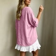 thumbnail image 5 of Asgosdo Womens 2 Piece Linen Blend Outfit Oversized Short Sleeve Top Ruffle Mini Skirt Casual Set, 5 of 5