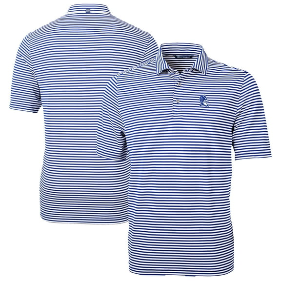 Men's Cutter & Buck Royal Duke Blue Devils Virtue Eco Pique Stripe Recycled DryTec Polo