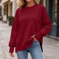thumbnail image 6 of Womens Sweatshirts Casual Comfort Pullover Fall Winter Outfits Solid Color Crew Neck Loose Fit Sweat Shirts with Thumbhole Cuffs, 6 of 10