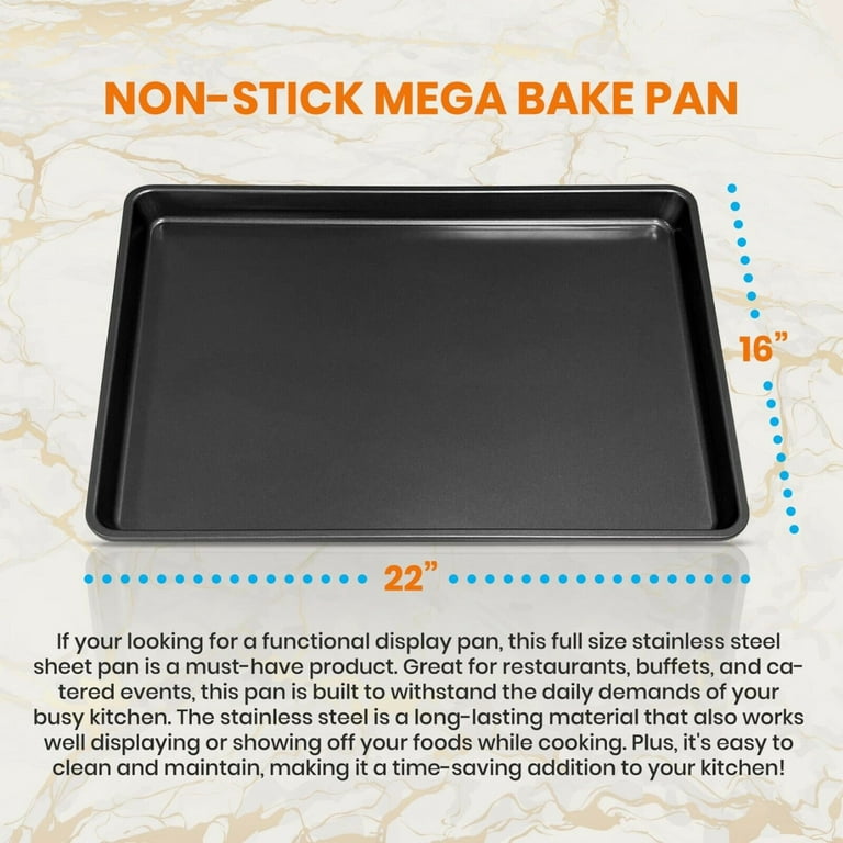 NutriChef Nonstick Cookie Sheet Baking Pan - 1QT Large Metal Oven Baking  Tray Mega Pan - Kitchen Cooking Non-Stick Bake Trays