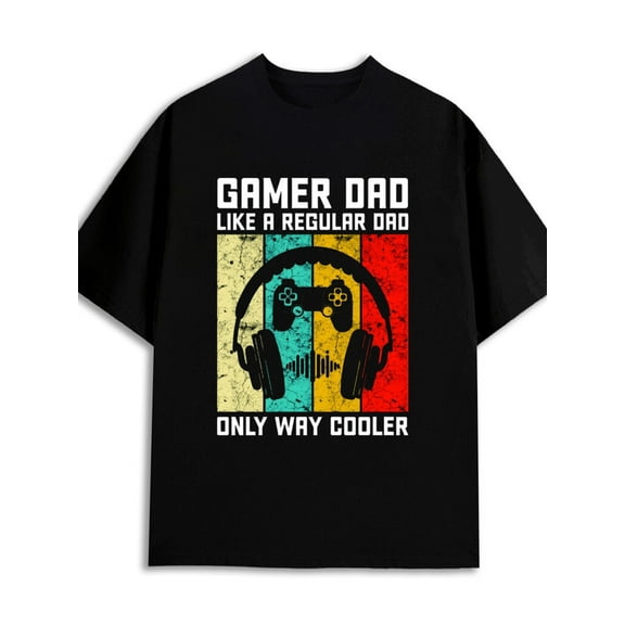 Gamer Dad T-Shirt 180G 100% Cotton 180G 100% Cotton men's elegant gifts retro black Trendy Unisex Shirt Printed tshirts Casual Unisex Shirt Crewneck tshirts Christmas gifts