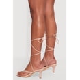 thumbnail image 3 of Women's Trendy Faux Leather Thong Lace Up Heels, 3 of 3