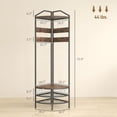 thumbnail image 5 of Corner Hall Tree, Industrial 4-Tier Coat Rack with Shoe Storage, 8 Movable Hooks and 2 Storage Shelves, Freestanding Entryway Coat Rack with Steel Frame for Hallway, Rustic Brown, 5 of 6