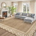 thumbnail image 6 of Garvee 10'x13' Scalloped Area Rug Modern Lace Edge Carpet, Washable Solid Rug Non-Slip Low Pile Indoor Mats for Living Room Bedroom Home Decor, Brown, 6 of 10