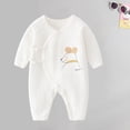 thumbnail image 4 of AJTQTH Rompers for Baby V-Neck Side Ties Thin Jumpsuit Long-Sleeved Full Length Cute Cartoon Playsuit Summer Unisex Casual Comfortable Fit Loose Bodysuit Onesie White#03 6 Months, 4 of 5