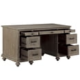 thumbnail image 2 of Benjara 7 Drawer Wooden Traditional Plank Executive Desk with Bun Feet, Taupe Brown, 2 of 5