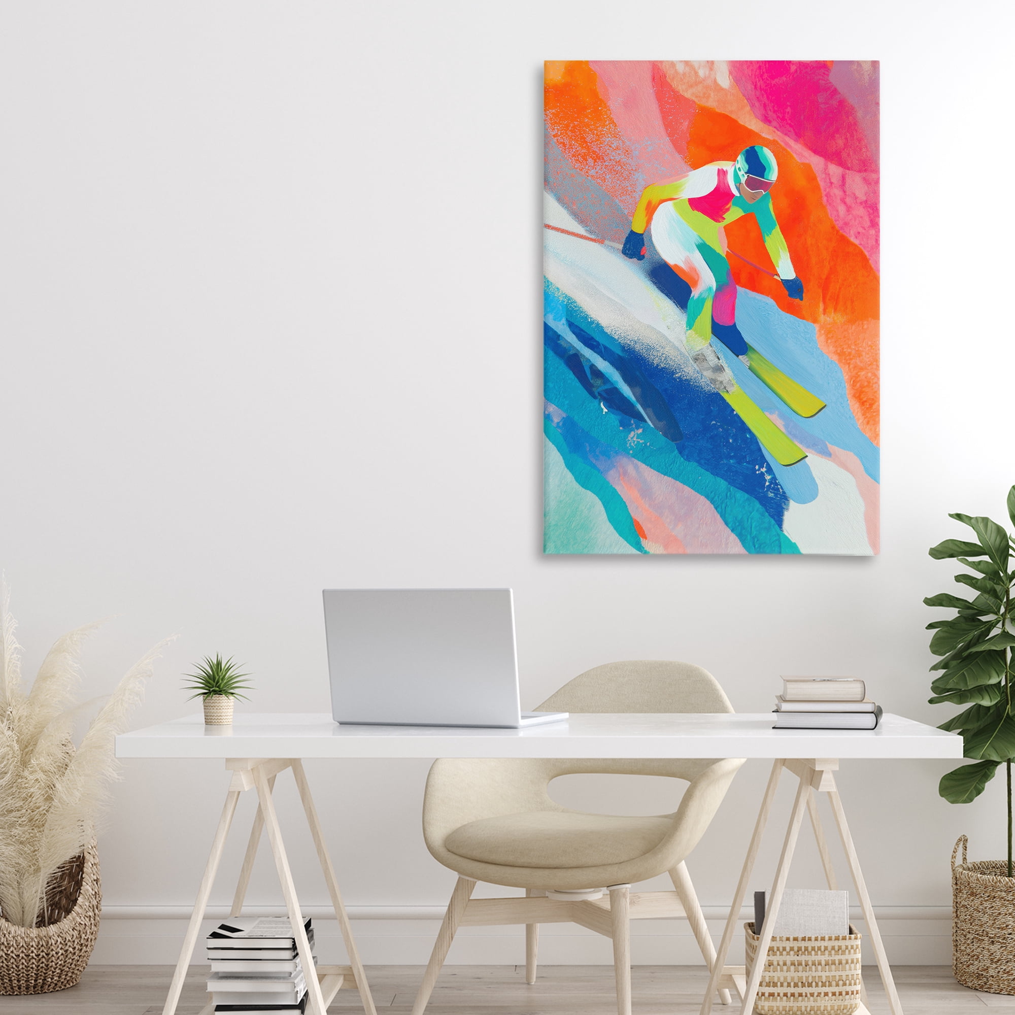 Stupell Industries Skiing Down Neon Slopes Canvas Wall Art, design by Chromatic Storm Studio