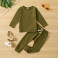 thumbnail image 2 of Otqutp Kids&nbsp;Clothes&nbsp;Set for Baby Unisex Cotton Solid Autumn Long Sleeve Pants Sleepwear Pullover Sweatshirt Set Clothes 1-4 Years, 2 of 8