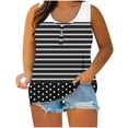 thumbnail image 2 of Sentmoon Hauts pour Femmes Col Rond Grande Taille Débardeurs pour Femmes Coupe Décontractée Bouton Détail Imprimé Graphique Sans Manches Chemises Amusantes Été 2025 Décontractées pour Femmes pour Détente à la Maison Noir XXXXL, 2 of 4
