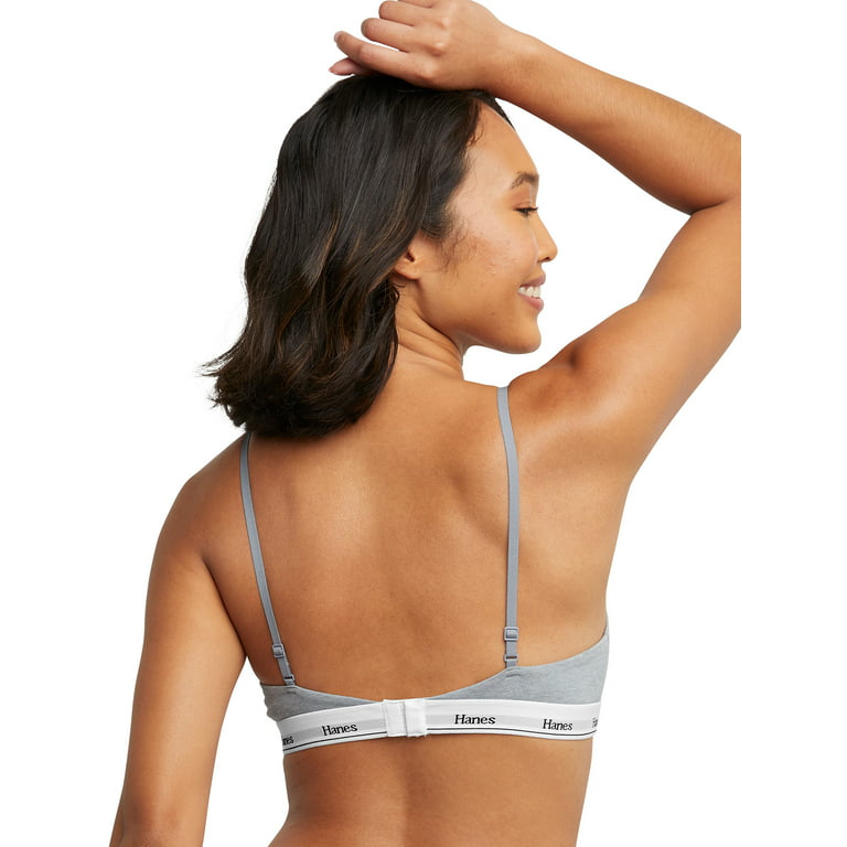 Hanes Originals Women's Triangle Bralette, Breathable Stretch Cotton,  2-Pack, Sytle MHO102