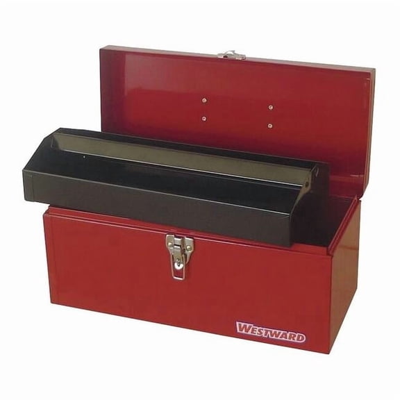 Westward WESTWARD Tool Box, Steel, Red, 16 in W x 7 in D x 7-1/2 in H 36Y011