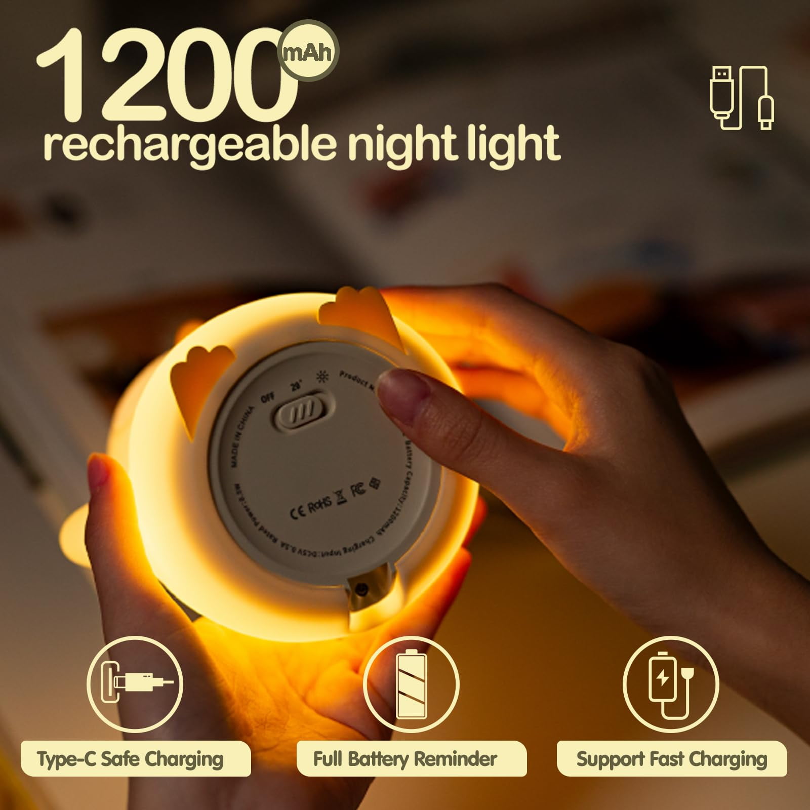 CHUNYAN Penguin Night Light, LED Squishy Novelty Animal Night Lamp, Food Grade Silicone, 2 Level Dimmable, Nursery Nightlight for Desk Decor, Funny Gifts Stuff for Boys Girls Baby