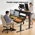thumbnail image 5 of CHITOOMA Electric Standing Desk with LED & Storage, 48" x 24" Height Adjustable Computer Desk, C-Clamp Mount Compatible Ergonomic Table for Home Office, Brown, 5 of 9
