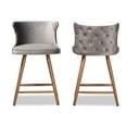thumbnail image 2 of Baxton Studio Sagira Modern Transitional Grey Velvet Fabric Upholstered and Walnut Brown Finished Wood 2-Piece Counter, 2 of 6