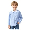thumbnail image 4 of WUANDIXFA Girls Dressy Tops 2-18 Years Girls White Dress Shirt Long Sleeve School Blouse Formal Button Down Top for Big Kids,Light Blue,2-3 Years, 4 of 9