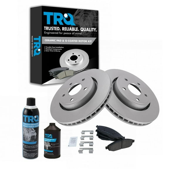 TRQ Front Ceramic Brake Pad & Coated Rotor Kit w/Fluids for Jeep Commander BKA24274 Fits select: 2005 JEEP GRAND CHEROKEE, 2006-2007 JEEP GRAND CHEROKEE LAREDO/COLUMBIA/FREEDOM