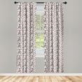 thumbnail image 2 of Ambesonne Vintage Curtains, Minimalist Retro Floral Art, Pair of 28"x84", Dark Pink and Charcoal Grey, 2 of 4