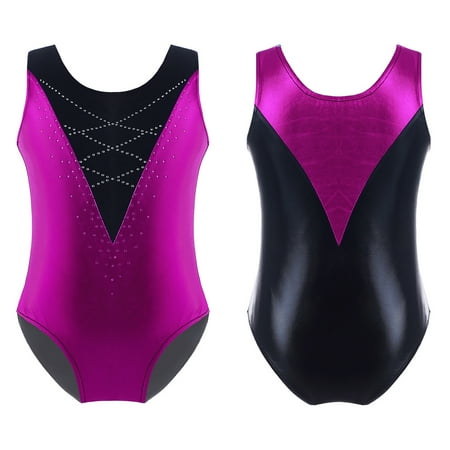 

iiniim Kids Girls Metallic Sleeveless Ballet Dance Leotard Gymnastic Training Bodysuit