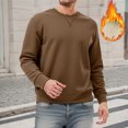 thumbnail image 4 of Crewneck Sweatshirts for Men 2025 Fall Winter Long Sleeve Lined Plain Basic Sweatshirt Pullover Tops, 4 of 5