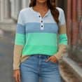 thumbnail image 2 of Arnsht Womens Striped T Shirts Color Blocked V Neck Long Sleeve Strip Pullover Casual Layer Top Fall Winter Y2K Shirts Green L, 2 of 6