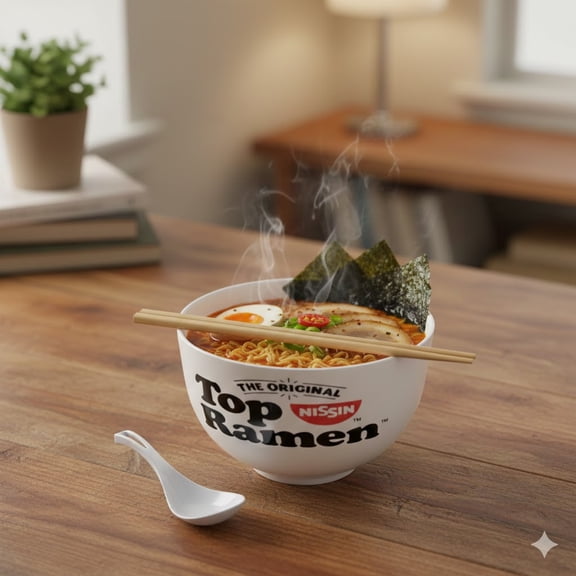 Noodle Dining Kit: Durable Plastic Bowl, Chopsticks & Spoon - Essential 3-Piece Bundle
